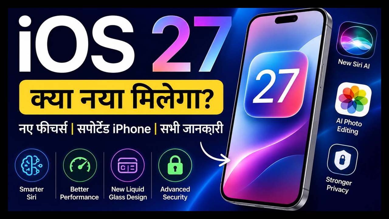 iOS 27 release date thumbnail showing new Apple AI features, Siri AI, supported iPhones and advanced security updates